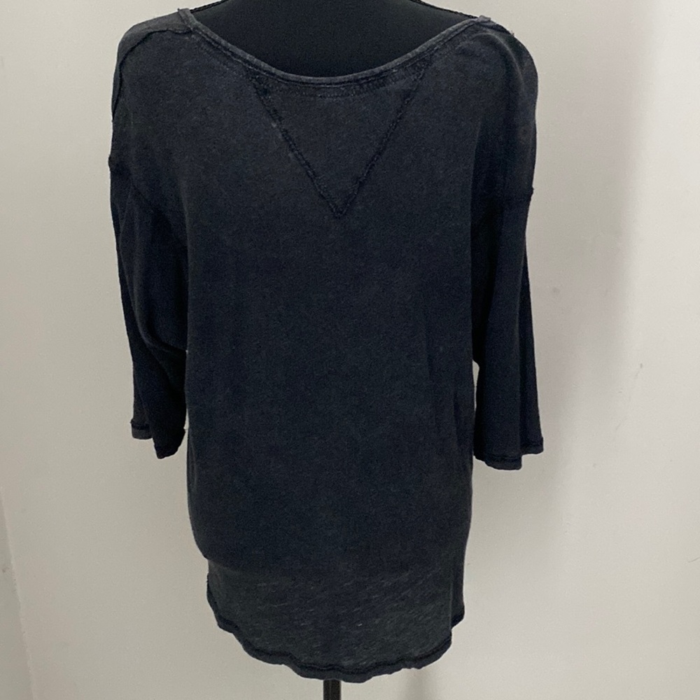 Free People We The Free Dark Gray Linen Cotton Head in the Clouds V Neck Tee XS - Picture 9 of 16